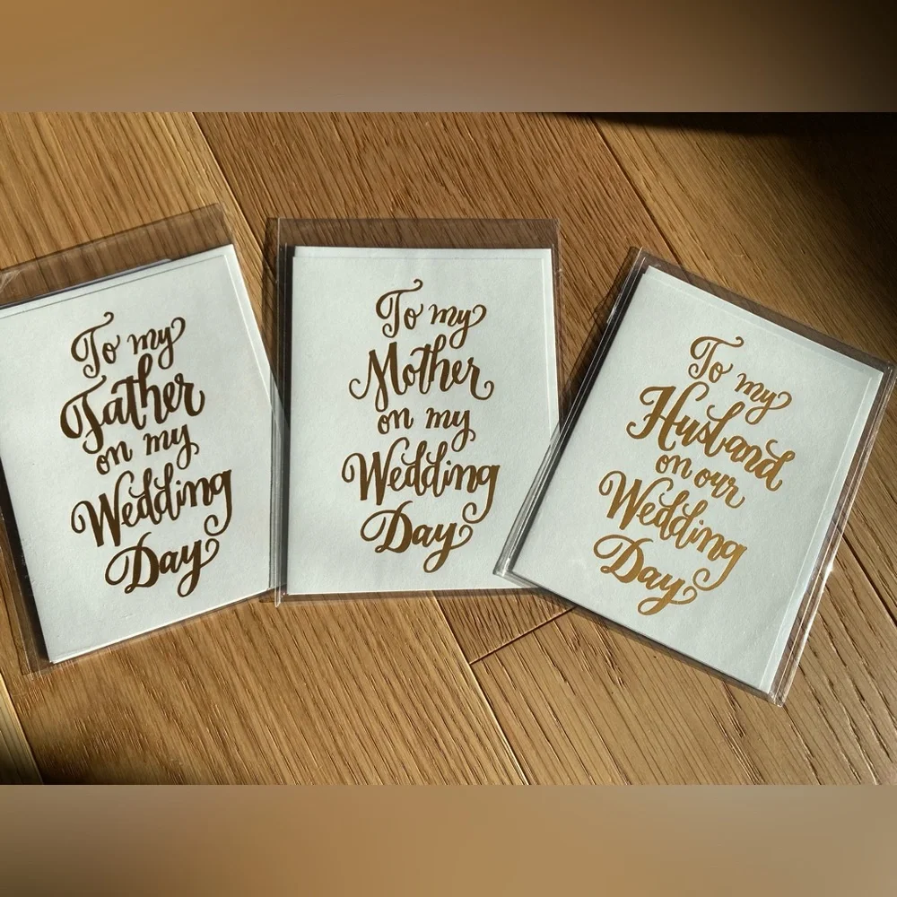 Foil Script Wedding Day Cards Set - Picture 1 of 5